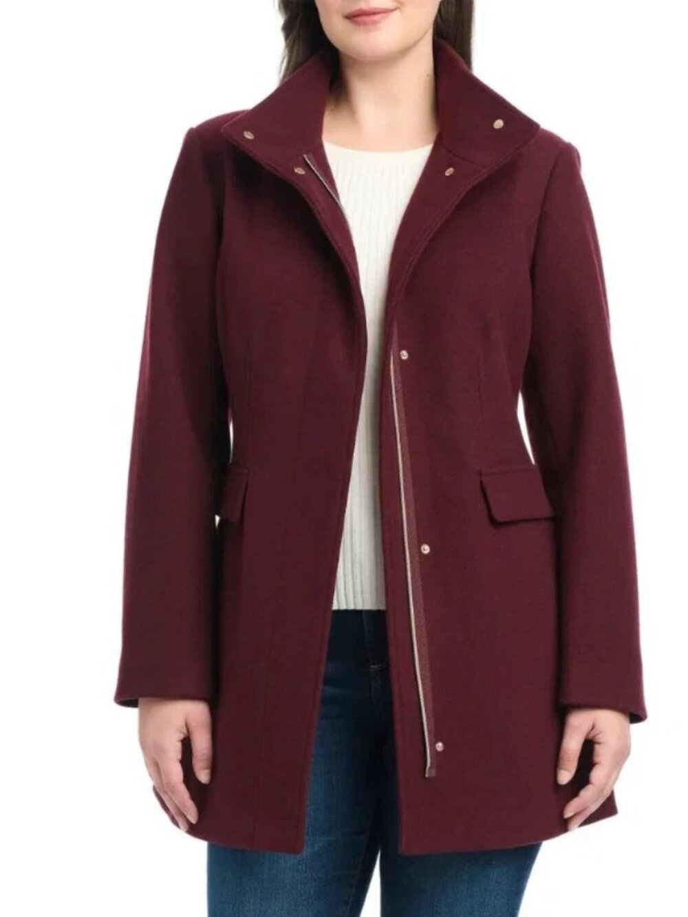 Vince Camuto Womens Wool Feel Long Sleeve Pockets Coat Size Small
